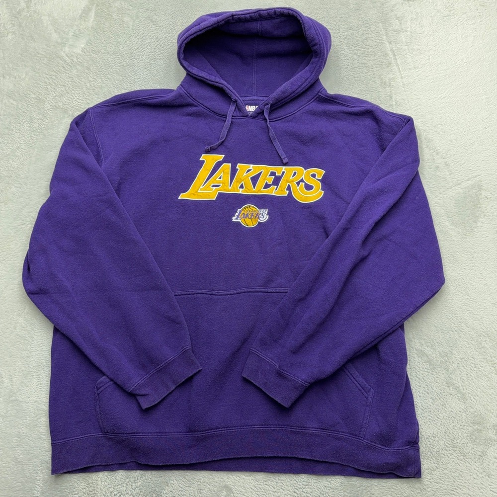 Lakers NBA Hoodie Mens XL Purple Los Angeles Basketball Graphic Pullover Fleece